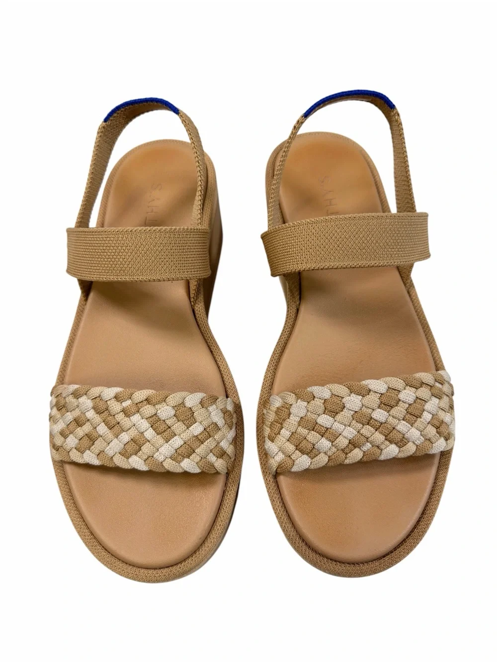 Rothy’s The Lightweight Platform Wedge Sandals in Beach Sand Woven Size 7.5